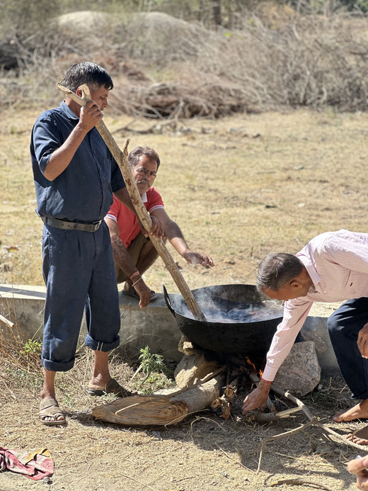 Community members at work