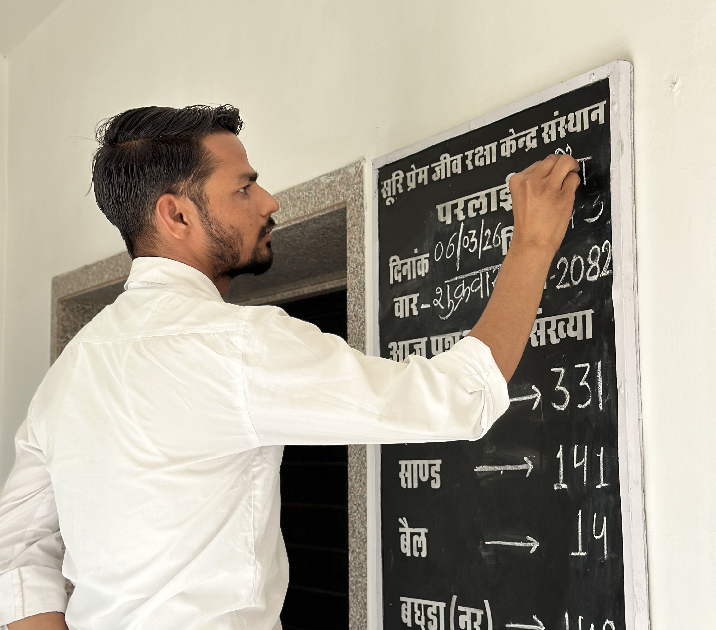 Daily Animal Count Board at Suri Prem Jeevraksha Kendra